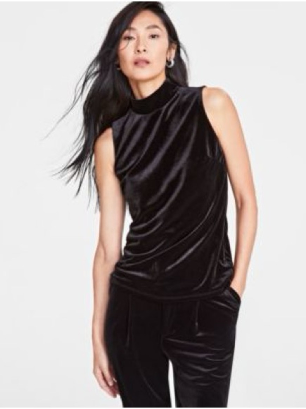 J. Crew Sleeveless Velvet Mock-Neck Top